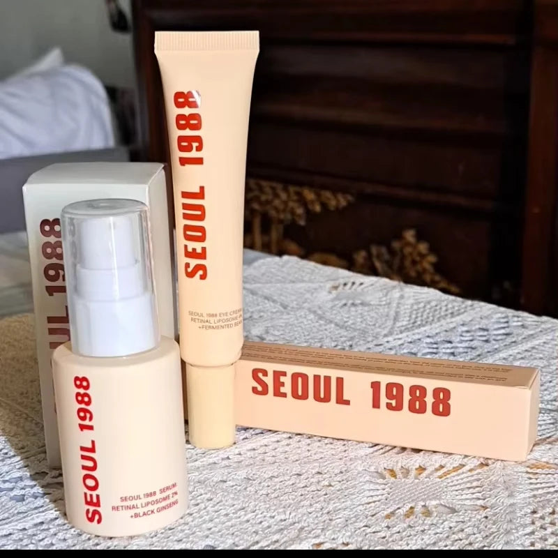 Seoul 1988 Retinol Ginseng Eye & Face Cream Serum Set Firming Moisturizing Diminish Lines Wrinkles Skin Care Essences