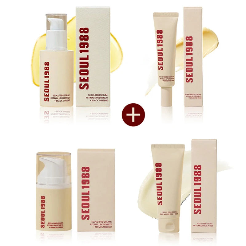 Seoul 1988 Retinol Ginseng Eye & Face Cream Serum Set Firming Moisturizing Diminish Lines Wrinkles Skin Care Essences